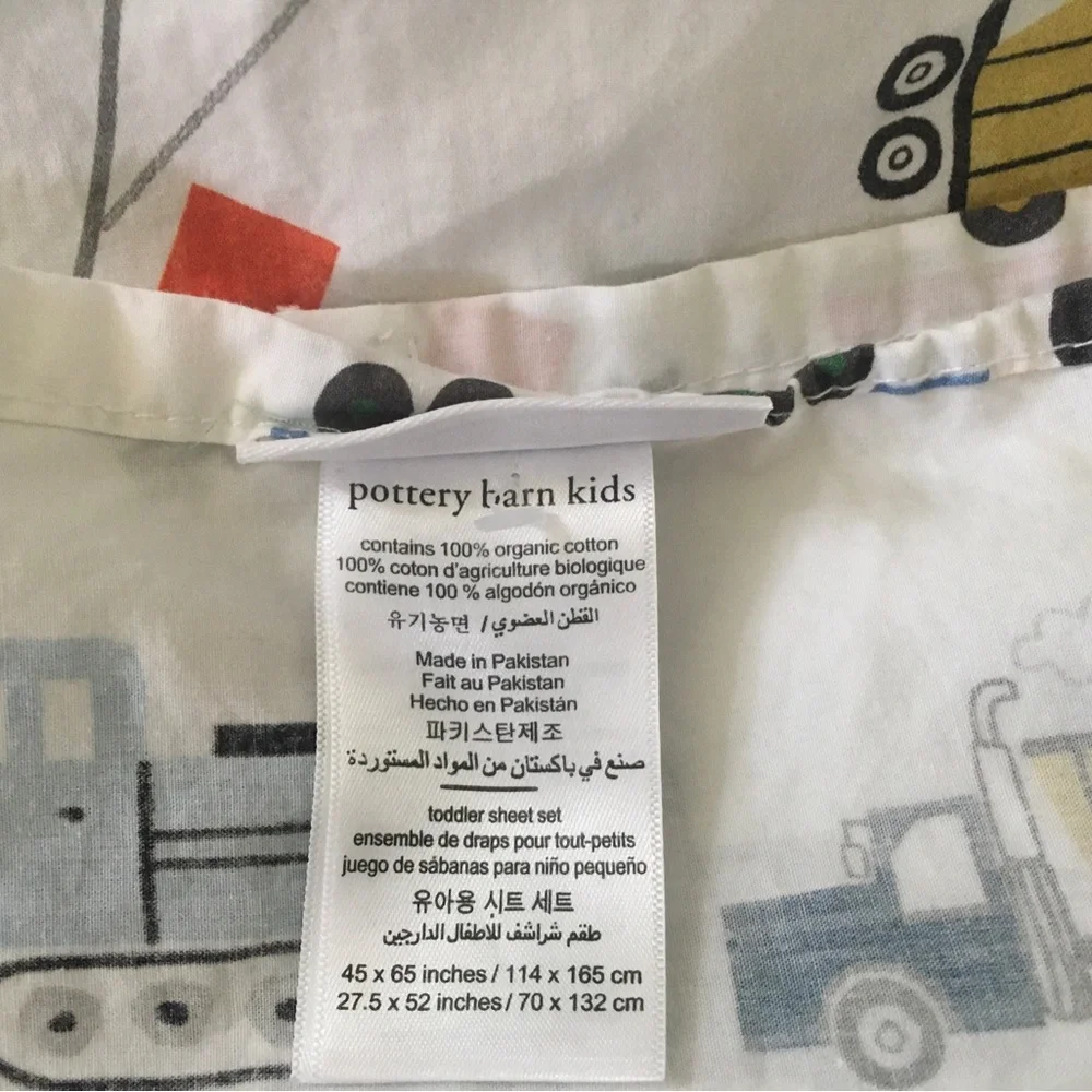 Pottery barn busy trucks organic sheet set
